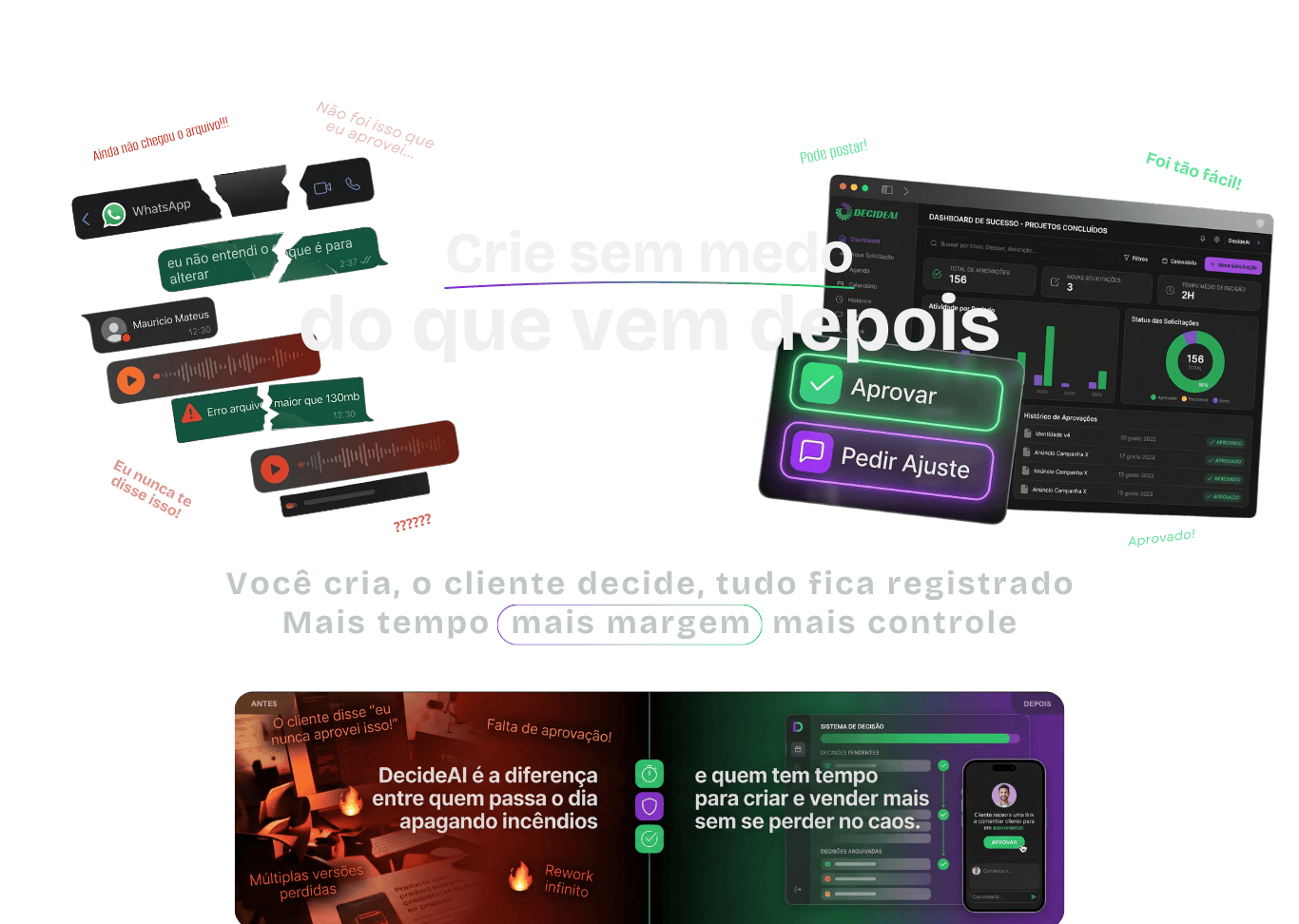 DecideAI — Crie sem medo do que vem depois. Você cria, o cliente decide, tudo fica registrado.